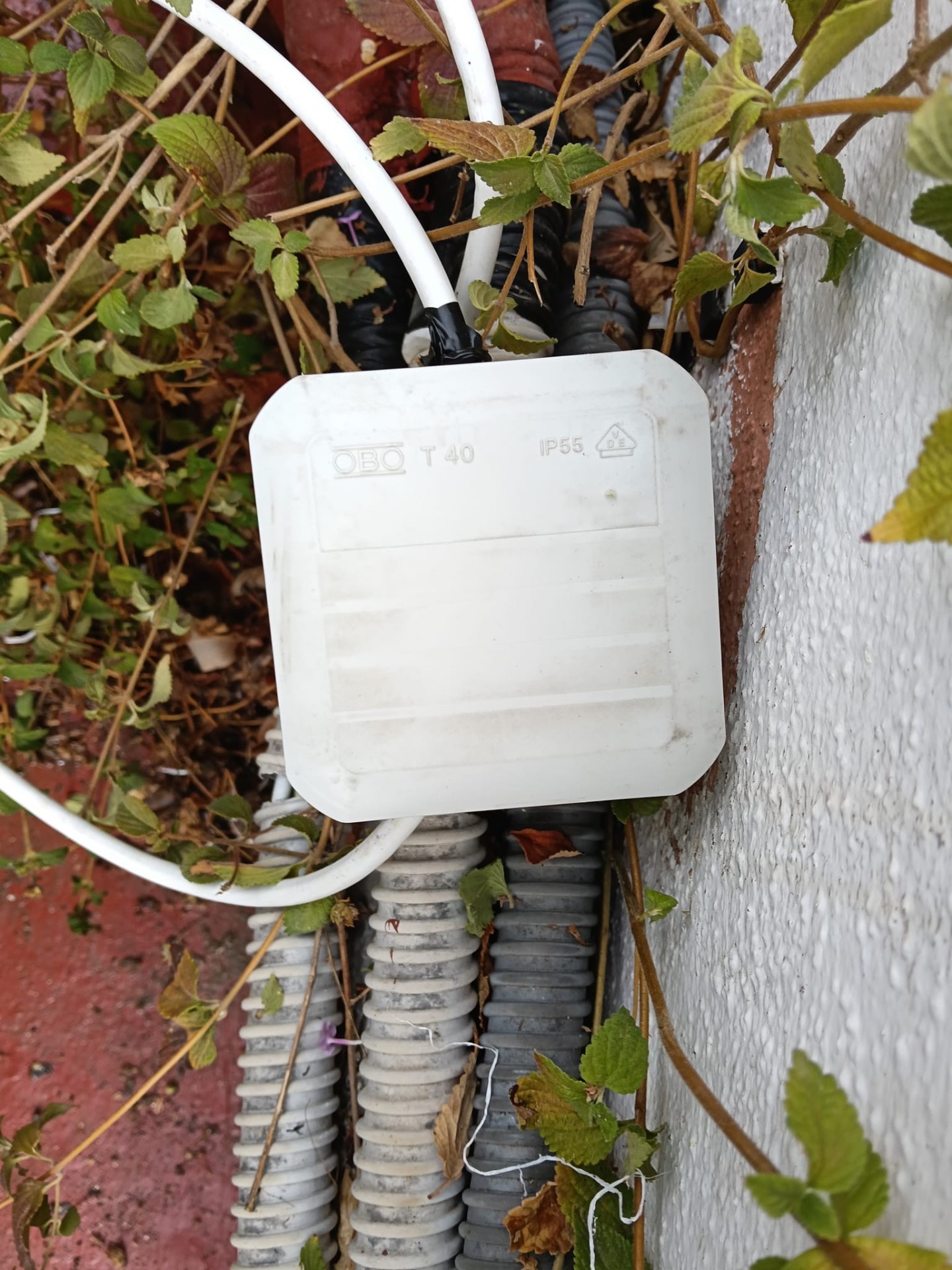 Outdoor junction box and cabling inspected during the repair
