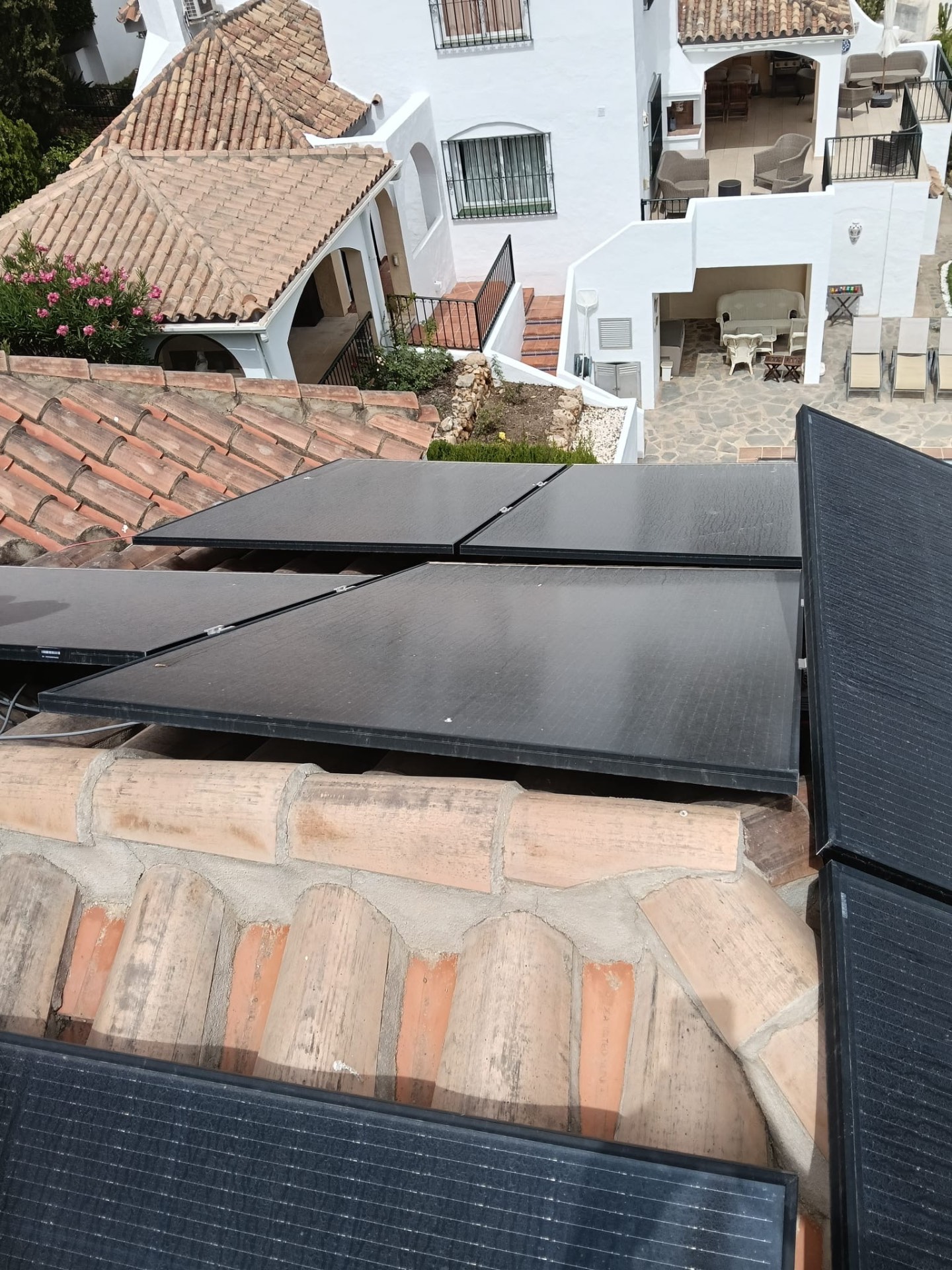 Elevated solar panels and multiple roof arrays at a Costa del Sol villa