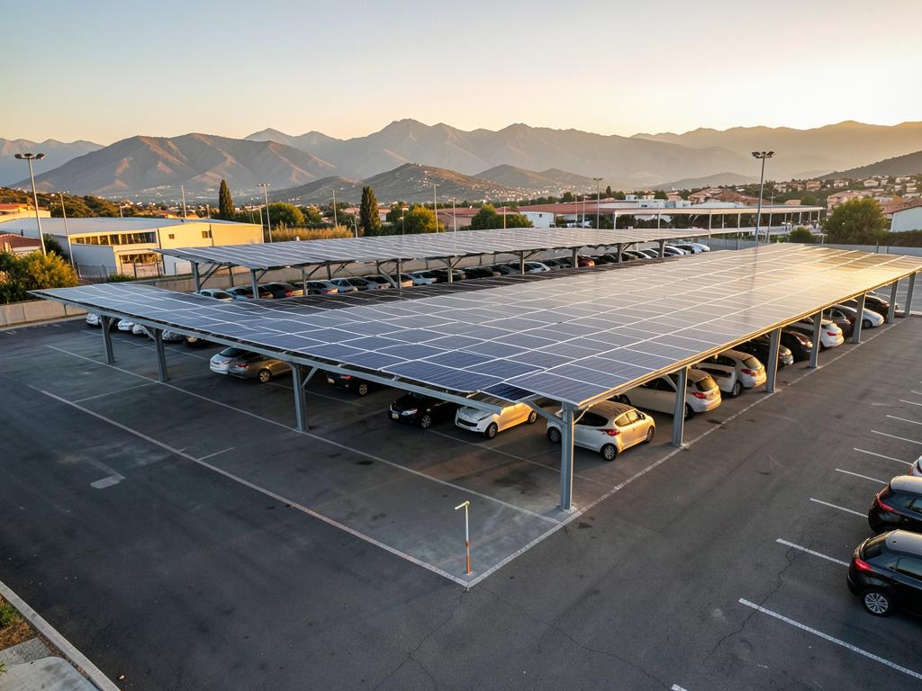 Commercial solar parking canopy in Andalusia