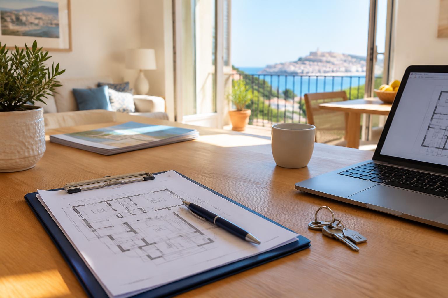 Planos y llaves de una vivienda en Málaga preparada para la visita del técnico certificador