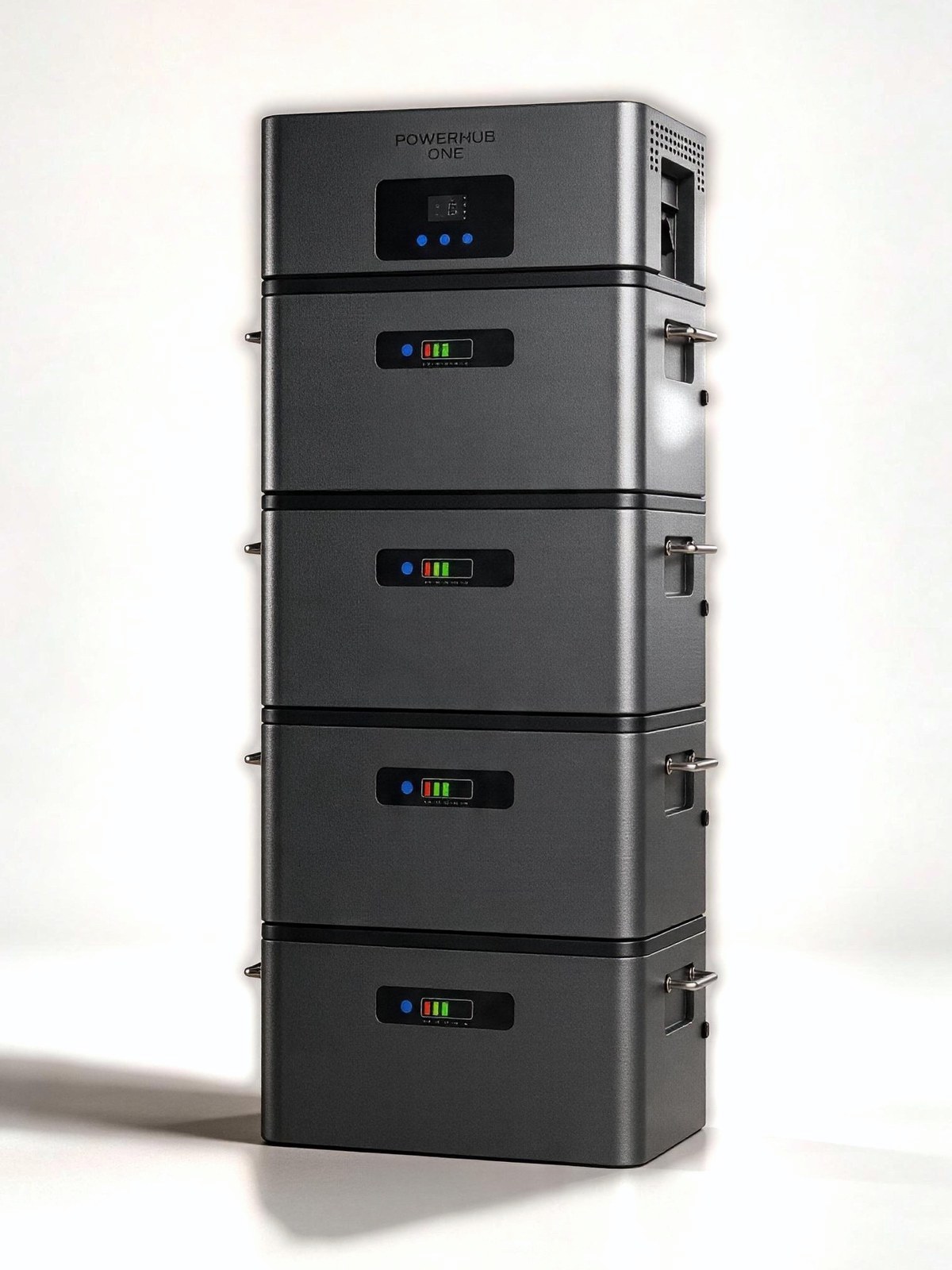 PowerHub ONE modular plug-in home battery with four battery modules